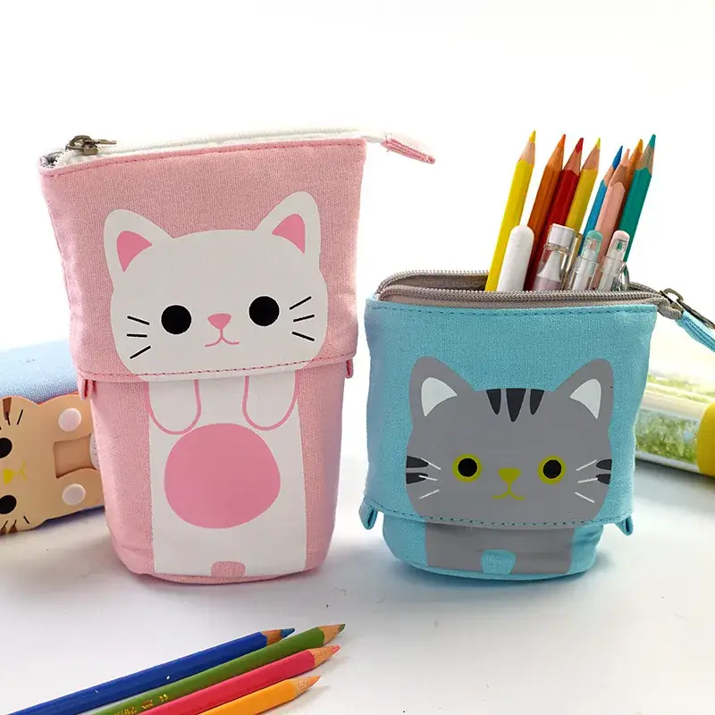 South Korea Cute Pencil Case Drop-down Stretchable Canvas - Image 56