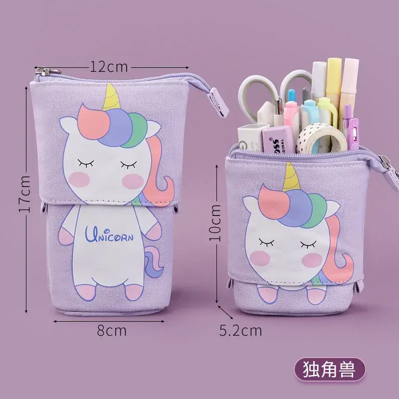 South Korea Cute Pencil Case Drop-down Stretchable Canvas - Image 5
