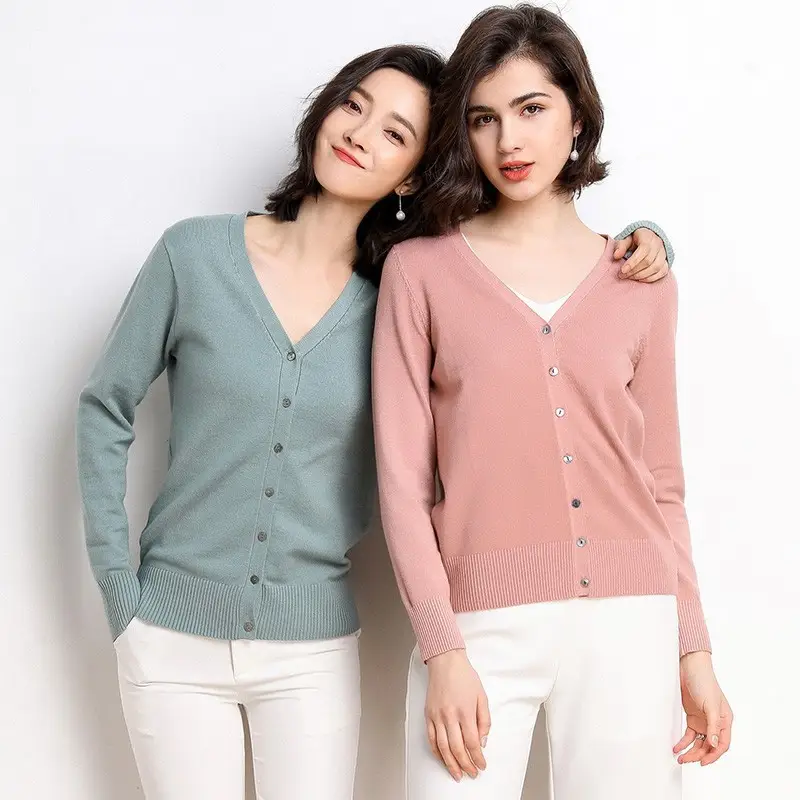 Women's Red Velvet V-Neck Cardigan 2024 Spring Fall - Image 15