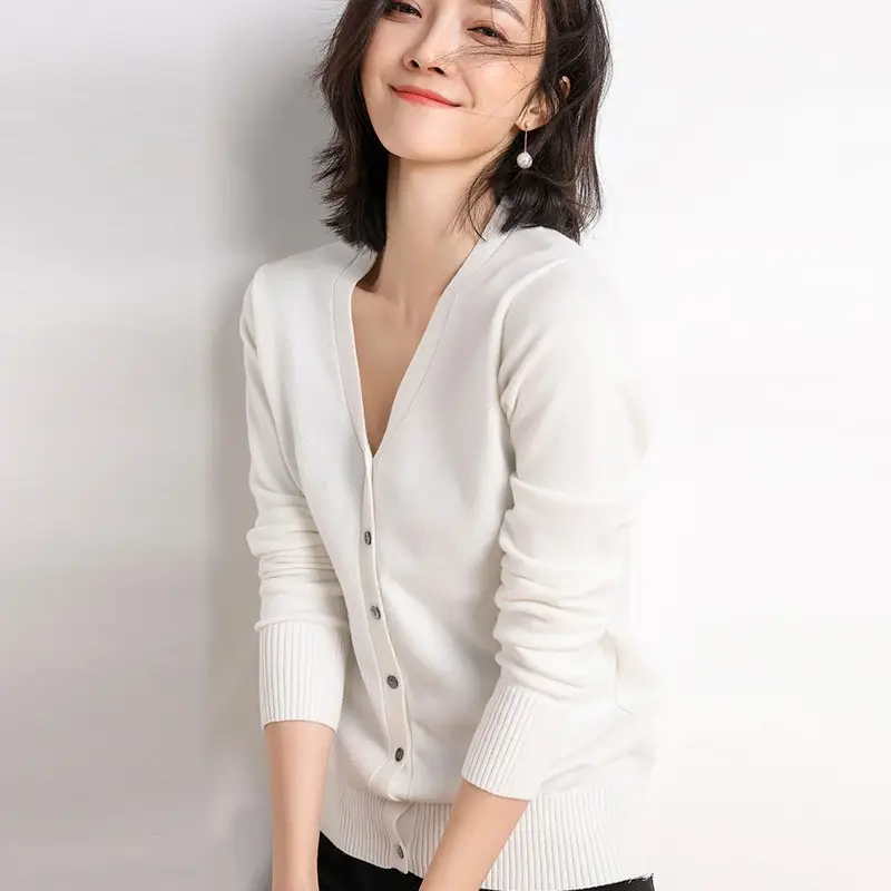 Women's Red Velvet V-Neck Cardigan 2024 Spring Fall - Image 16