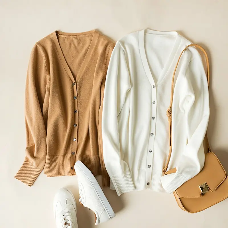 Women's Red Velvet V-Neck Cardigan 2024 Spring Fall - Image 17