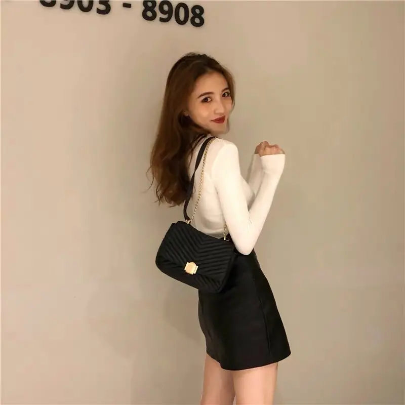 Women Long Sleeve Knitted Turtleneck Top with Slim Fit Pants — feature 37