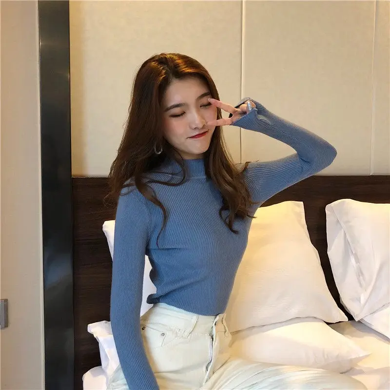 Women Long Sleeve Knitted Turtleneck Top with Slim Fit Pants — feature 9