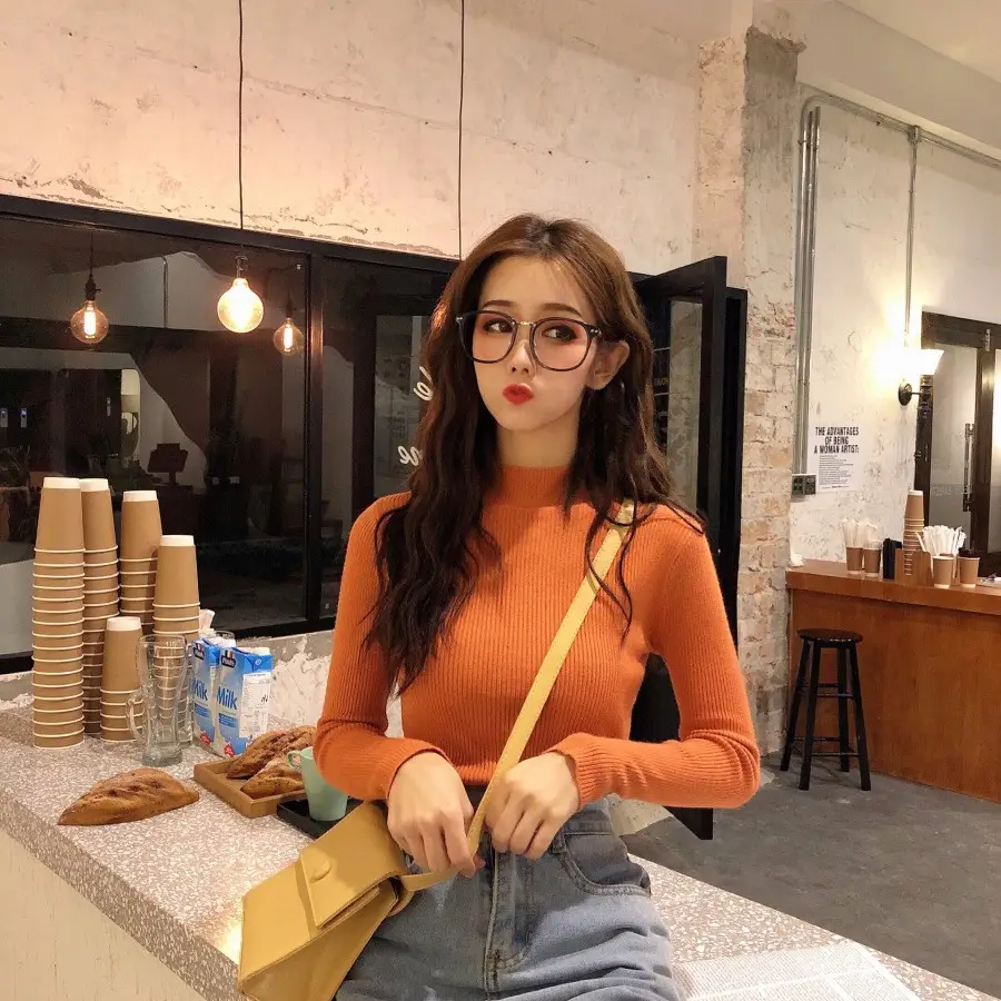 Women Long Sleeve Knitted Turtleneck Top with Slim Fit Pants - Image 16