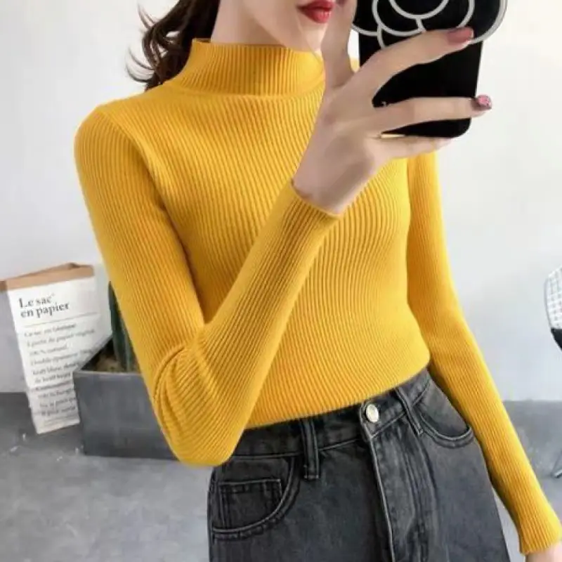 Women Long Sleeve Knitted Turtleneck Top with Slim Fit Pants - Image 2