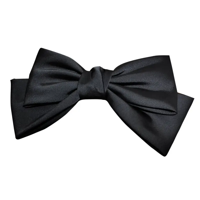 Korean Textured Satin Bow Top Clip Red - Image 7