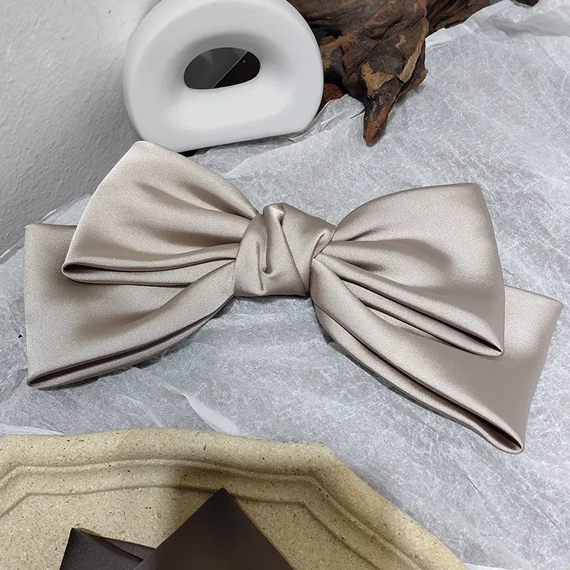 Korean Textured Satin Bow Top Clip Red — feature 11