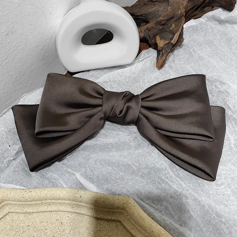 Korean Textured Satin Bow Top Clip Red — feature 12