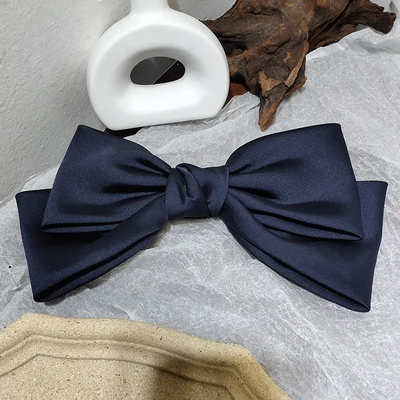 Korean Textured Satin Bow Top Clip Red — feature 14