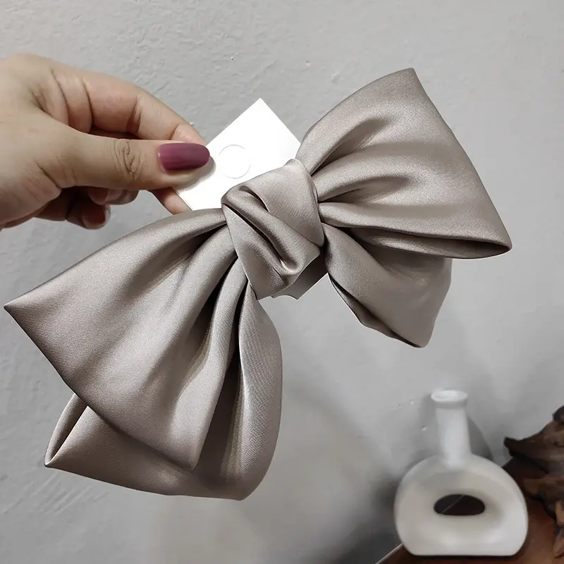 Korean Textured Satin Bow Top Clip Red — feature 15
