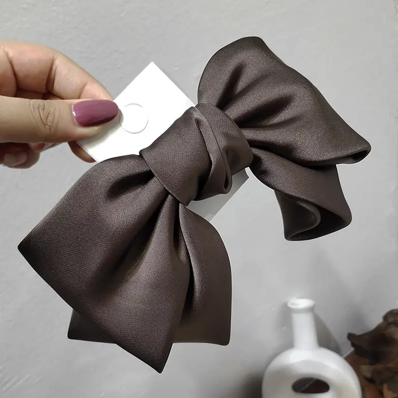 Korean Textured Satin Bow Top Clip Red — feature 16