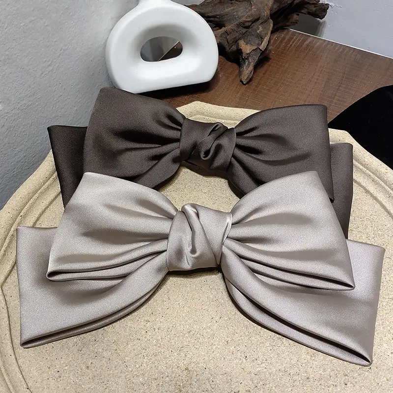 Korean Textured Satin Bow Top Clip Red — feature 6