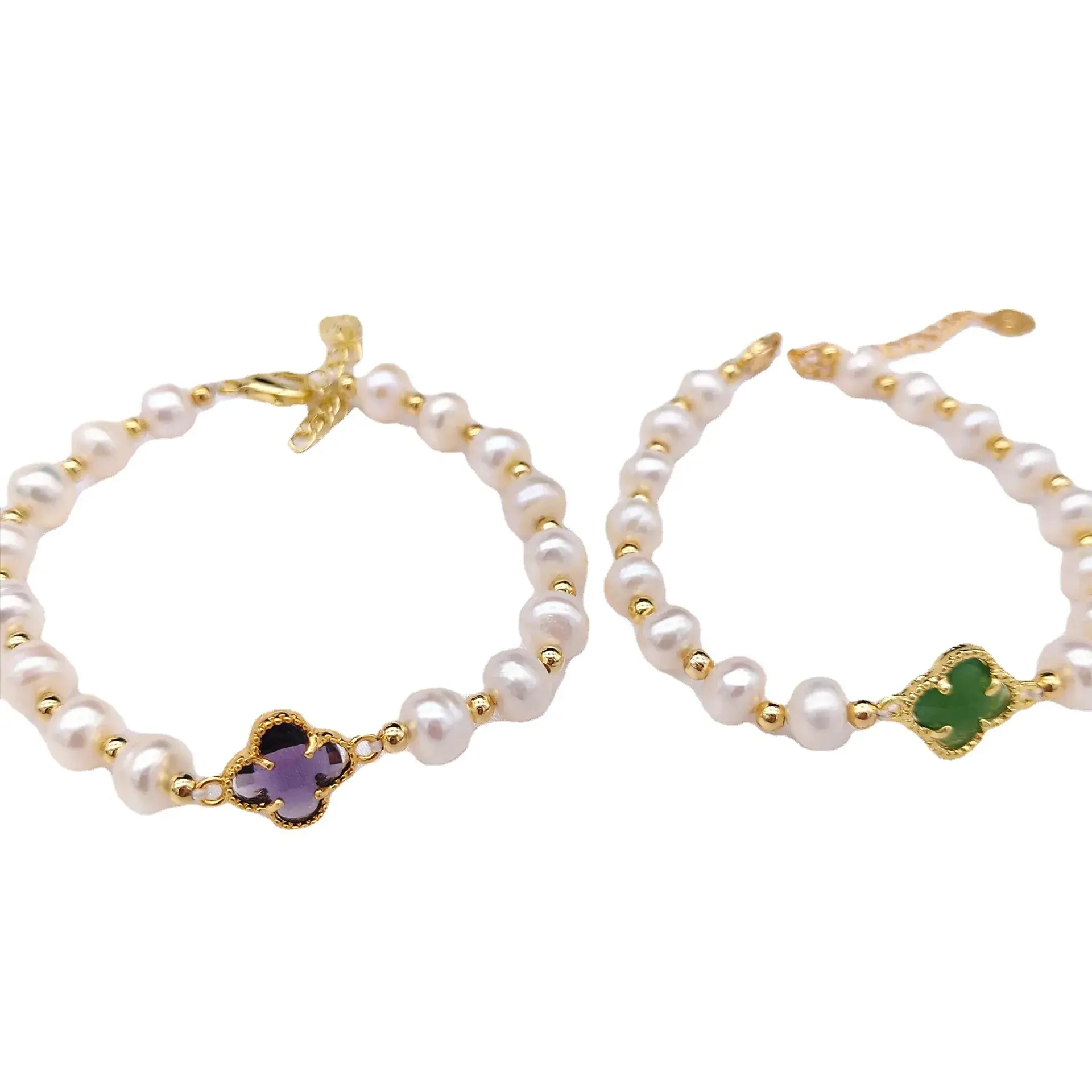 New Freshwater Pearl Bracelet Four-Leaf Clover Gift - Image 5