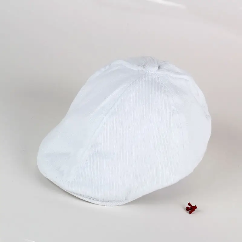 Light Blue Striped Baby Cap with Embroidered Bird Design - Image 5