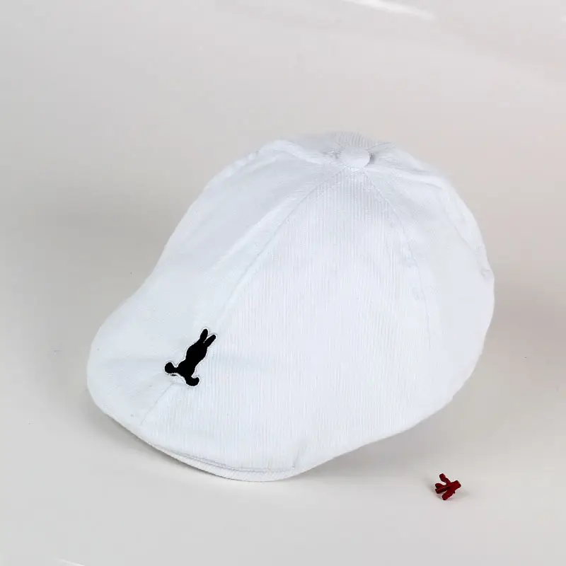 Light Blue Striped Baby Cap with Embroidered Bird Design — feature 7