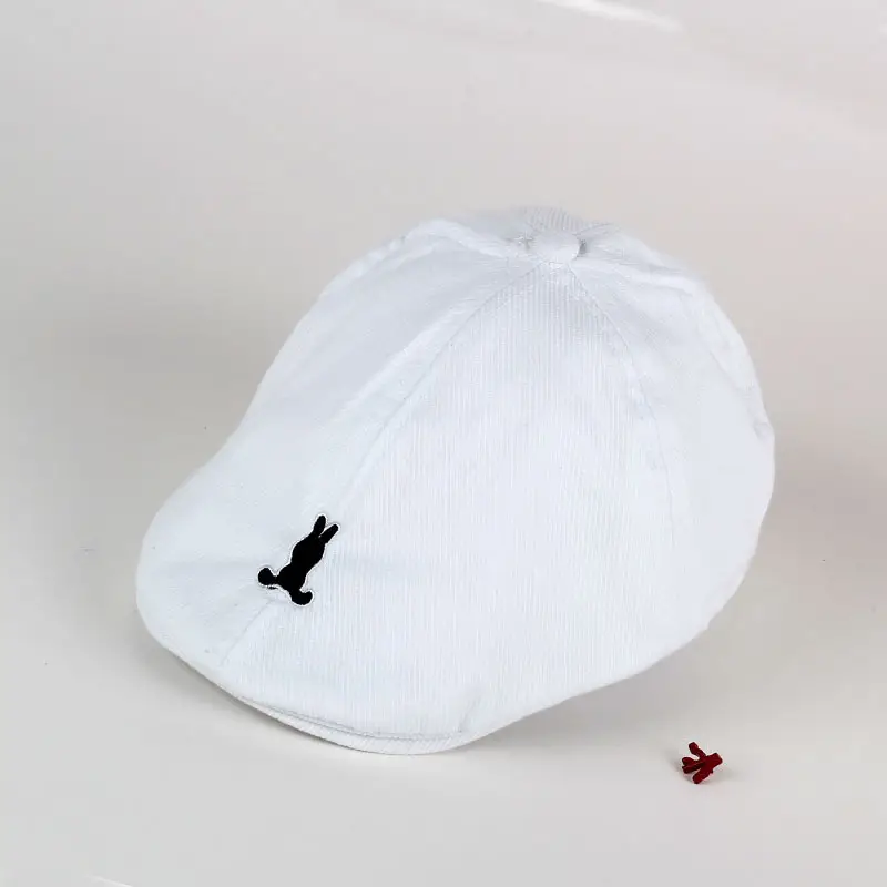 Light Blue Striped Baby Cap with Embroidered Bird Design - Image 4
