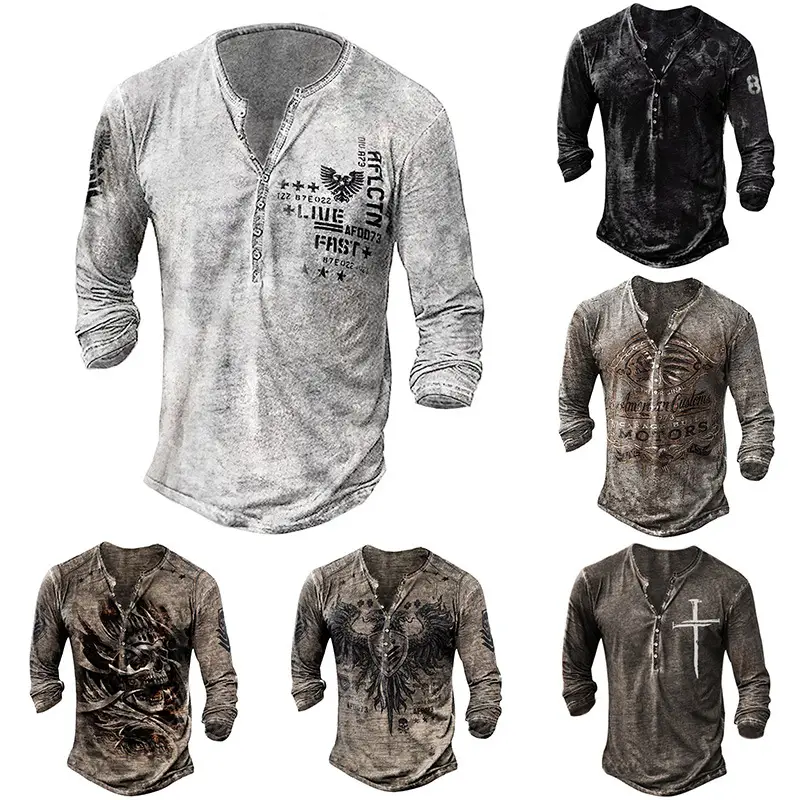 Black Printed Long Sleeve T-Shirt for Men