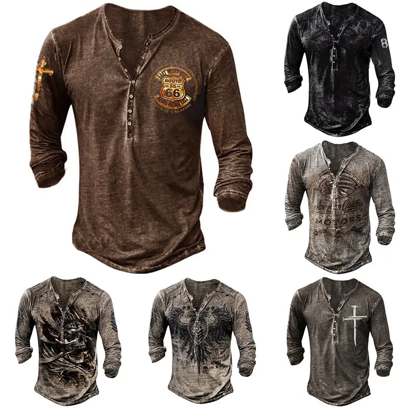 Black Printed Long Sleeve T-Shirt for Men