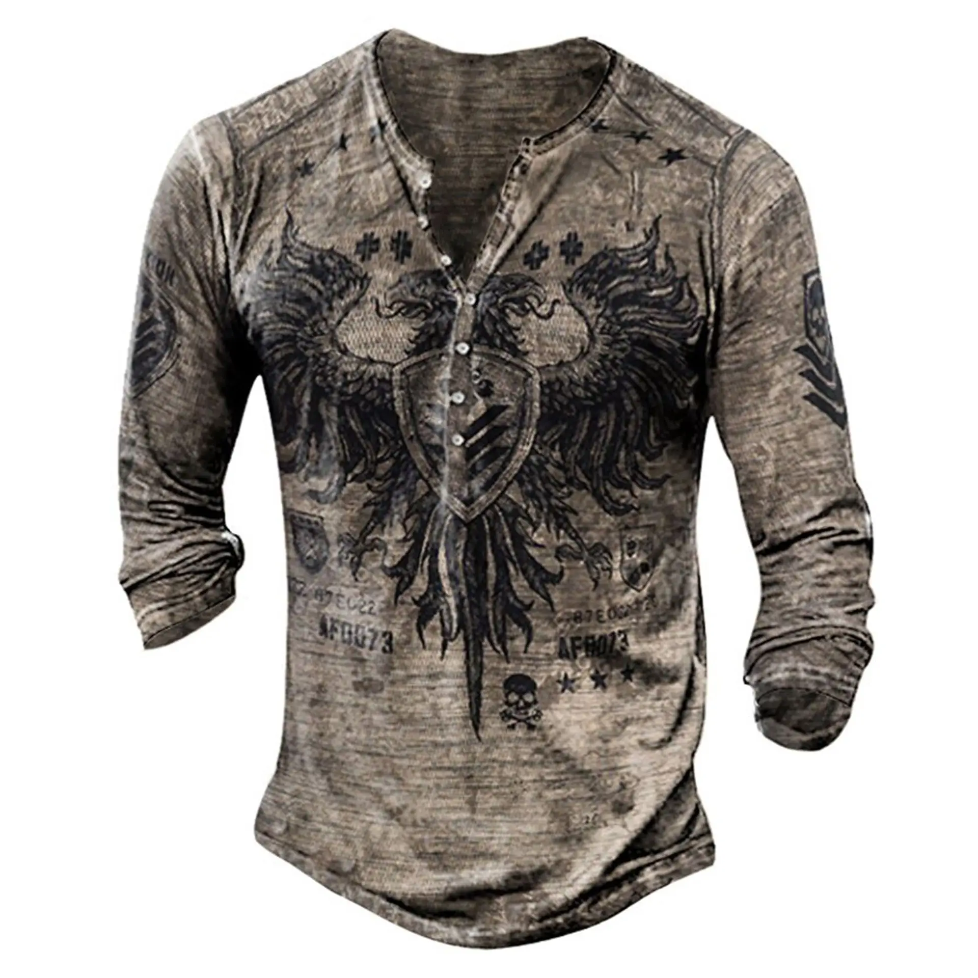 Black Printed Long Sleeve T-Shirt for Men