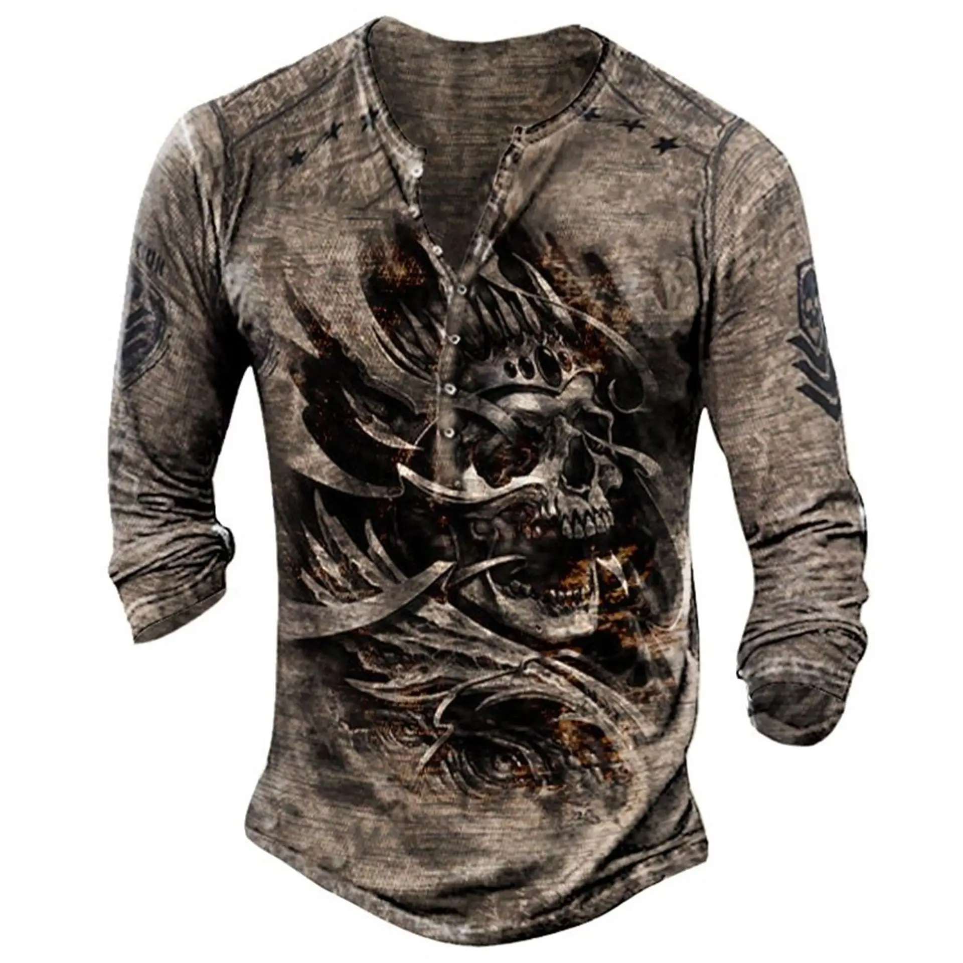 Black Printed Long Sleeve T-Shirt for Men