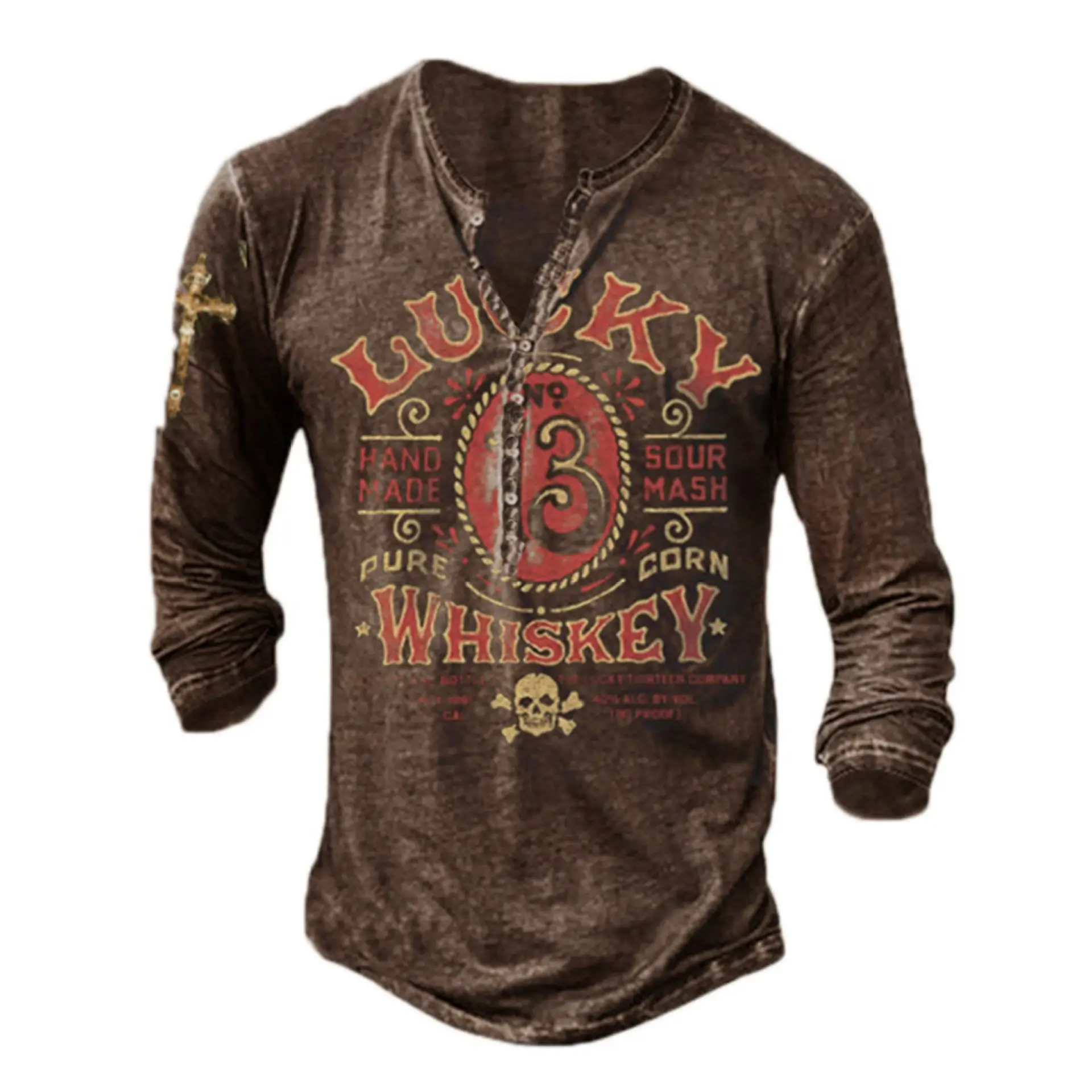 Black Printed Long Sleeve T-Shirt for Men