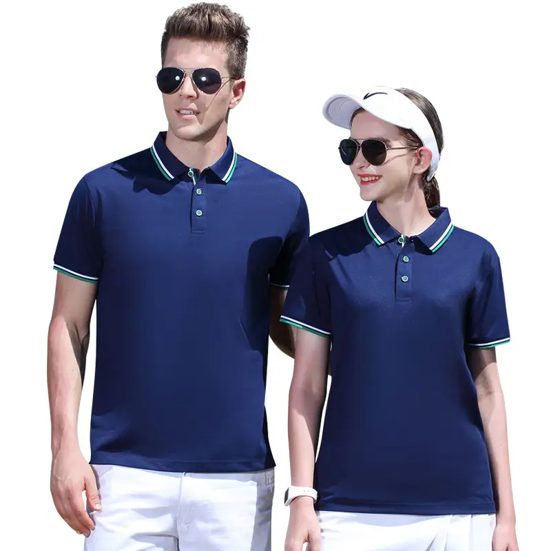 Summer T-Shirt Polo Button Embroidered Yellow