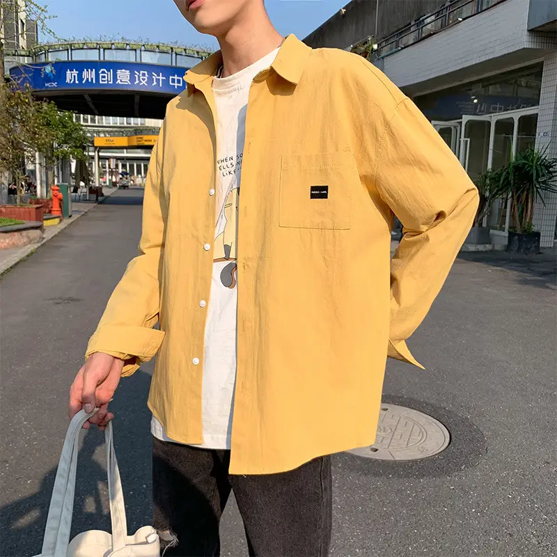 Men White Long Sleeve Shirt with Cat Print