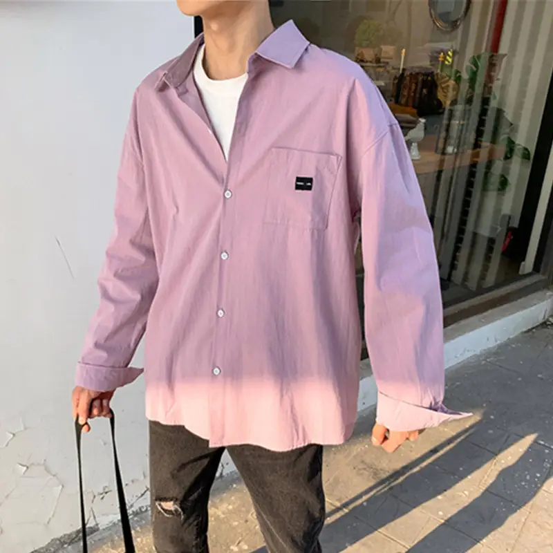 Men White Long Sleeve Shirt with Cat Print