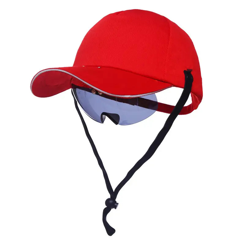 Red Baseball Cap with Goggles & Safety Strap - Image 5
