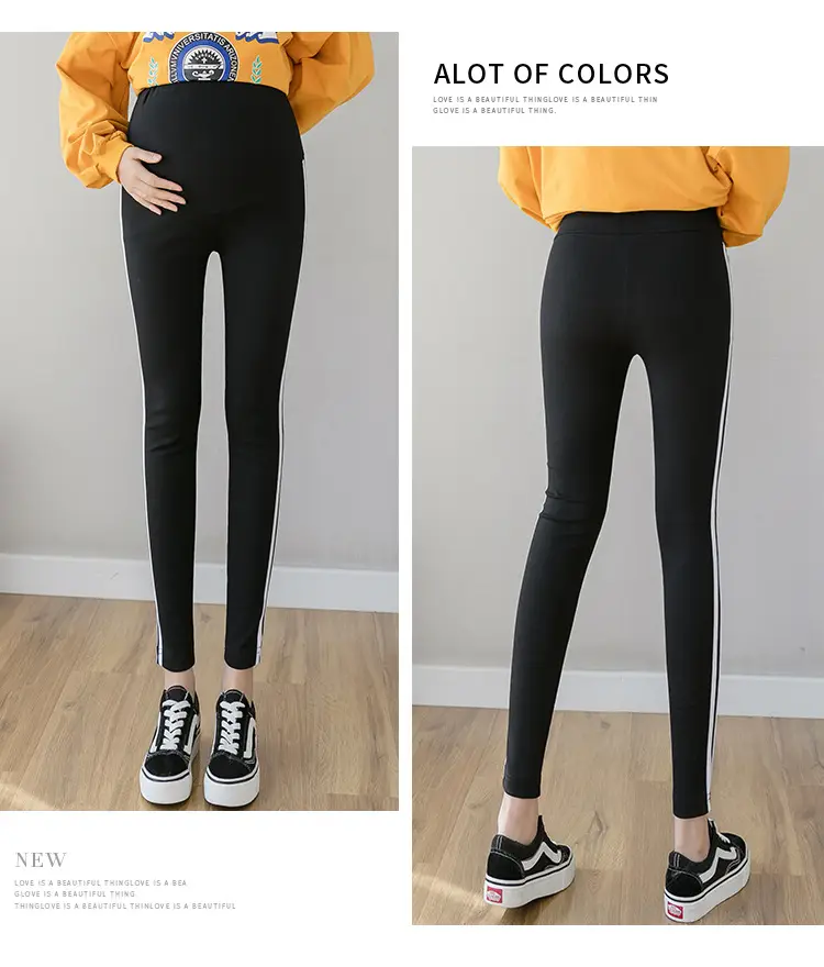 2023 Pregnant Women Grey Leggings Set with White Stripes — feature 12