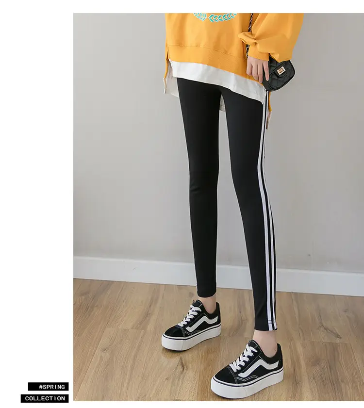 2023 Pregnant Women Grey Leggings Set with White Stripes — feature 15
