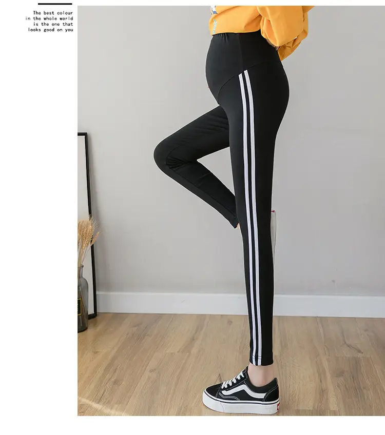 2023 Pregnant Women Grey Leggings Set with White Stripes — feature 16