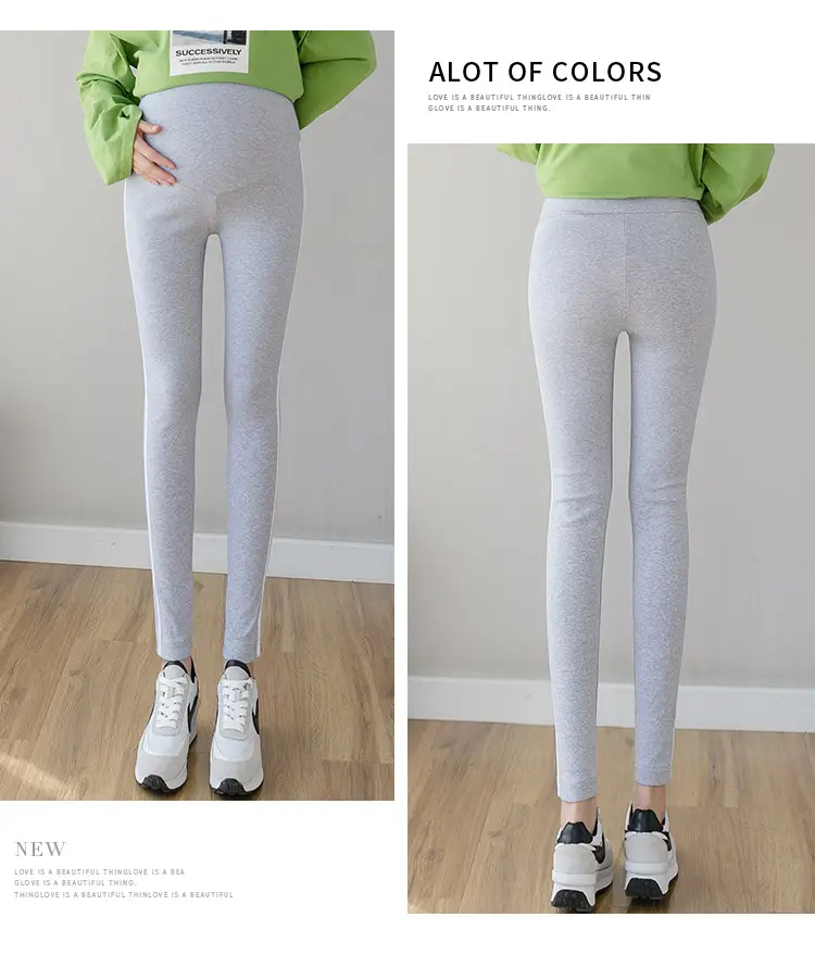 2023 Pregnant Women Grey Leggings Set with White Stripes — feature 18