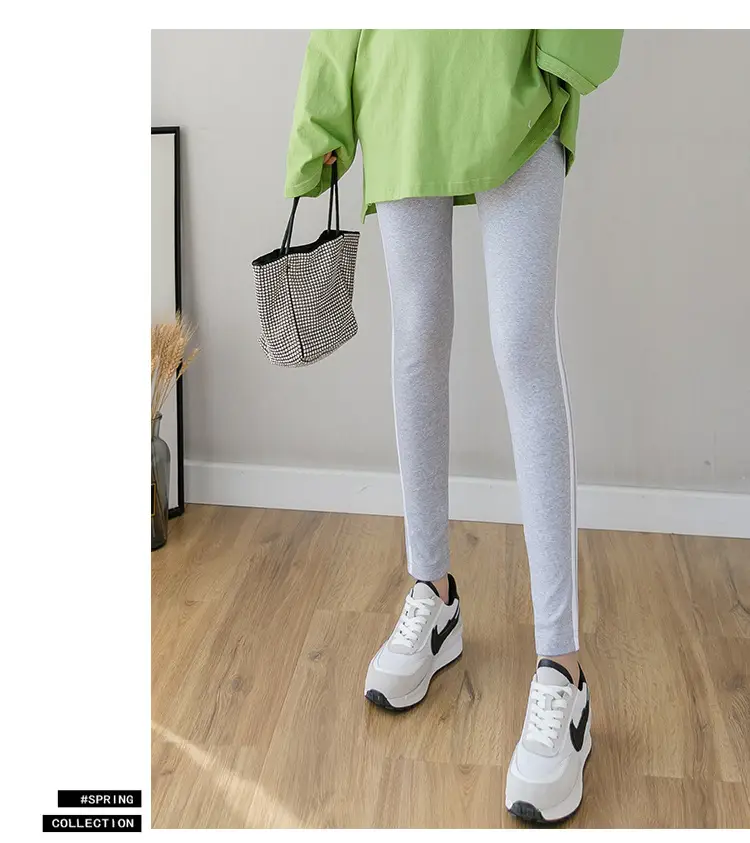 2023 Pregnant Women Grey Leggings Set with White Stripes — feature 21