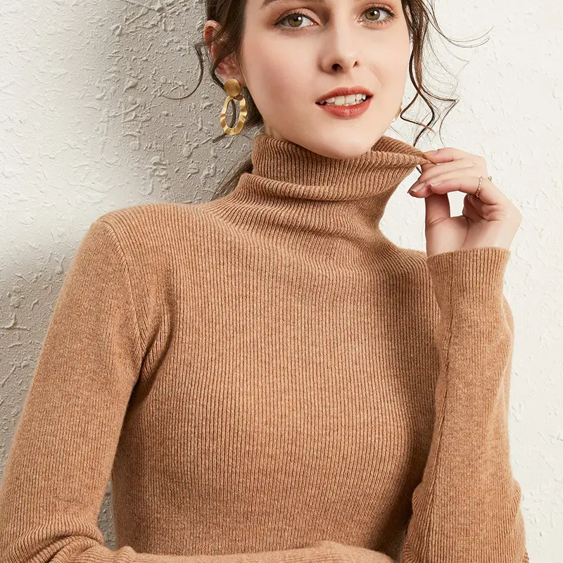 Women's Long Sleeve Pile Collar Sweater Beige - Image 19