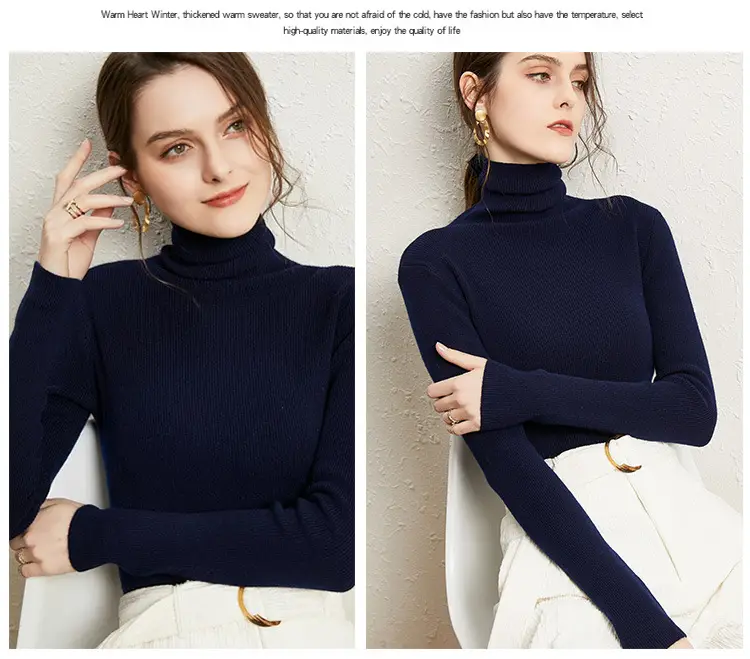 Women's Long Sleeve Pile Collar Sweater Beige — feature 21