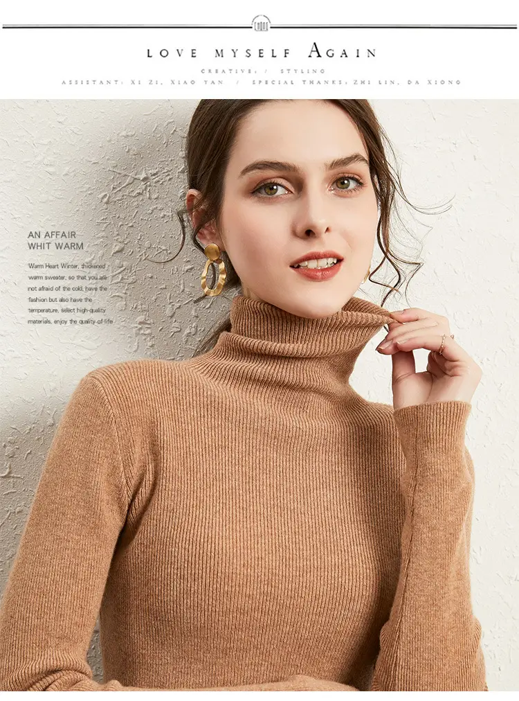 Women's Long Sleeve Pile Collar Sweater Beige — feature 22