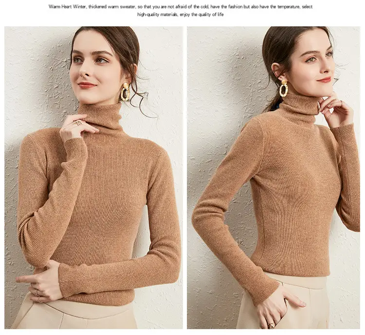 Women's Long Sleeve Pile Collar Sweater Beige — feature 23