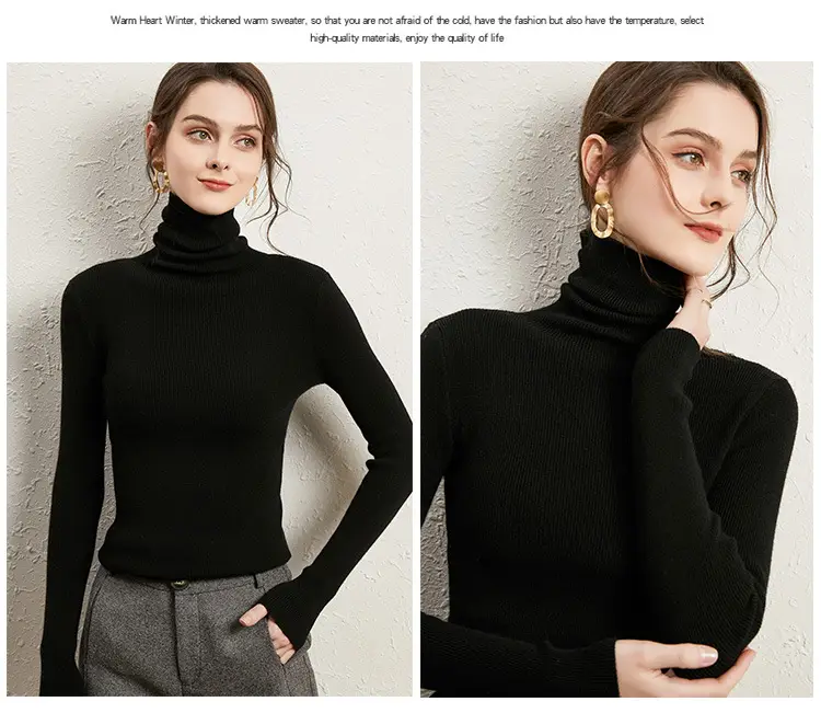 Women's Long Sleeve Pile Collar Sweater Beige — feature 25