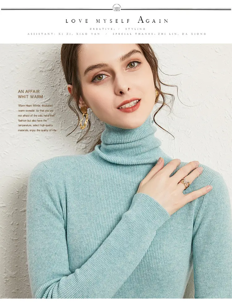 Women's Long Sleeve Pile Collar Sweater Beige — feature 26