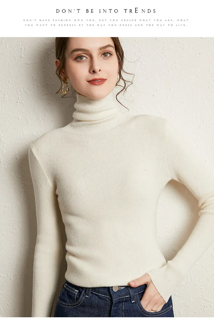 Women's Long Sleeve Pile Collar Sweater Beige — feature 3