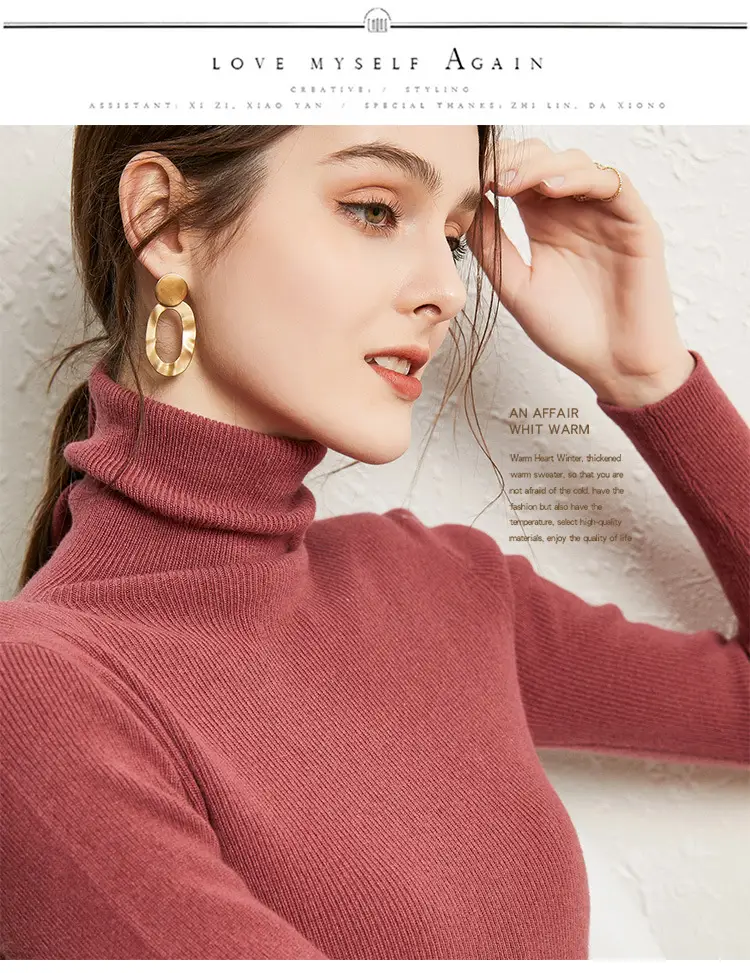 Women's Long Sleeve Pile Collar Sweater Beige — feature 36
