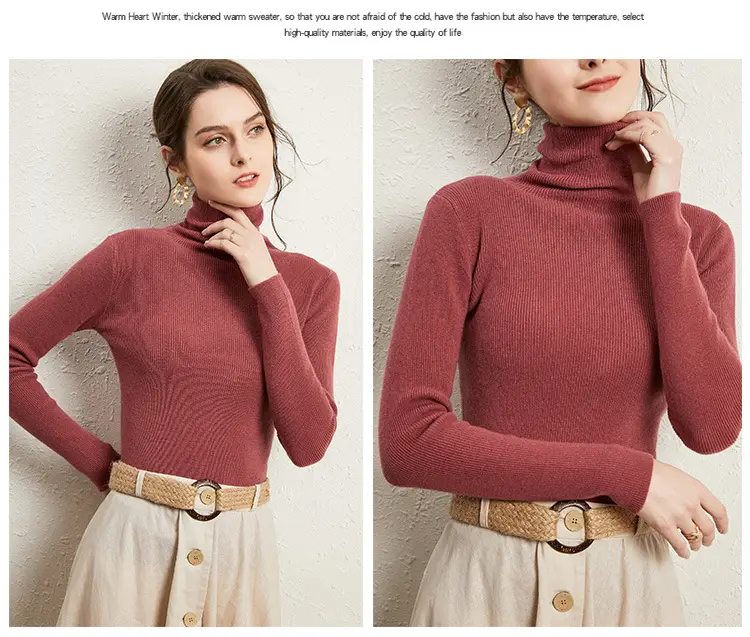 Women's Long Sleeve Pile Collar Sweater Beige — feature 37