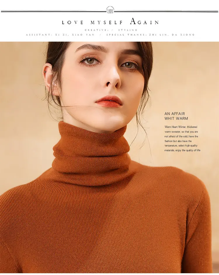 Women's Long Sleeve Pile Collar Sweater Beige — feature 40