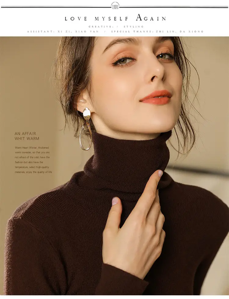 Women's Long Sleeve Pile Collar Sweater Beige — feature 42