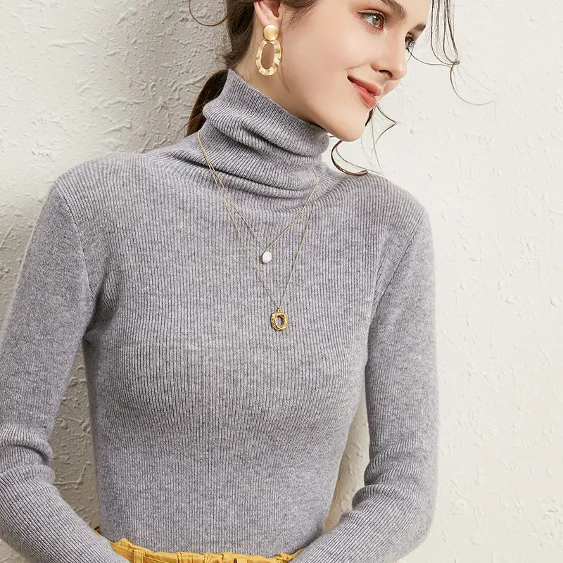 Women's Long Sleeve Pile Collar Sweater Beige - Image 11