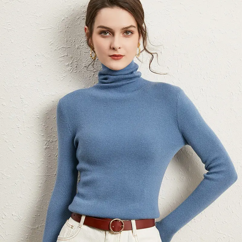 Women's Long Sleeve Pile Collar Sweater Beige - Image 14