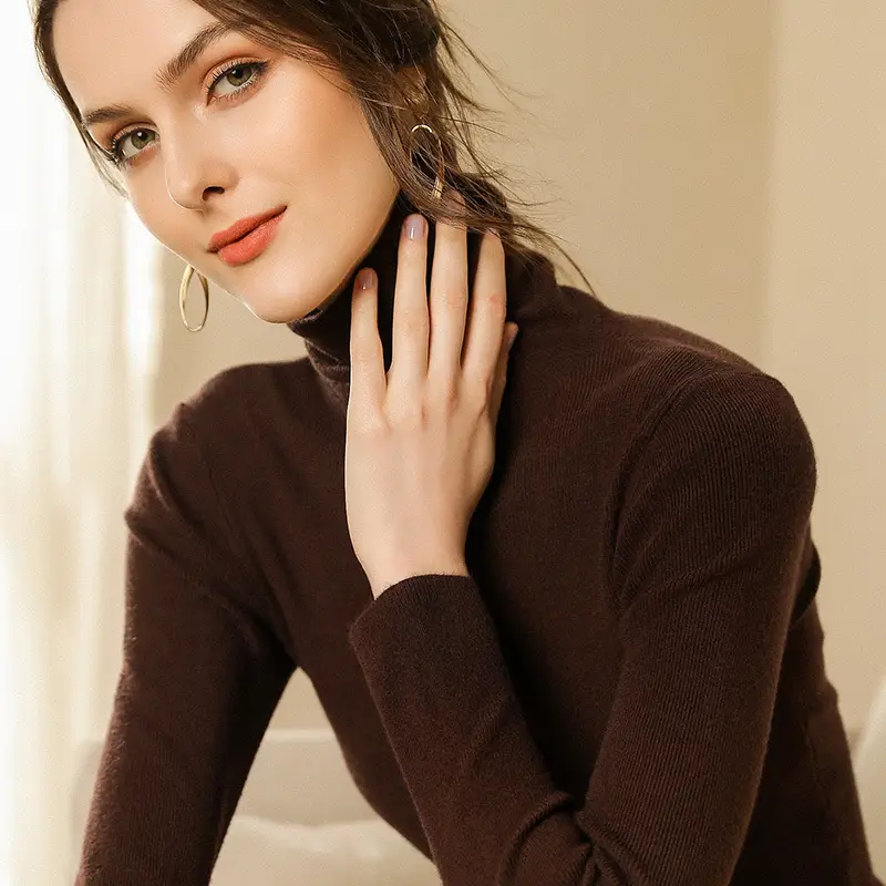 Women's Long Sleeve Pile Collar Sweater Beige - Image 9