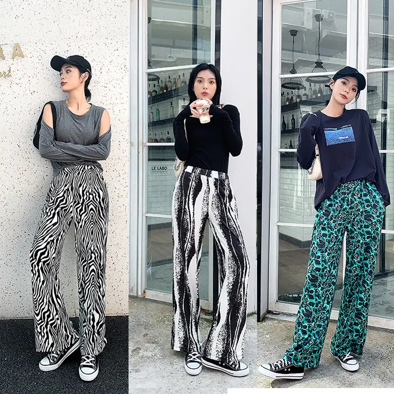 Women's Plaid Wide Leg Pants Korean Style Loose Casual
