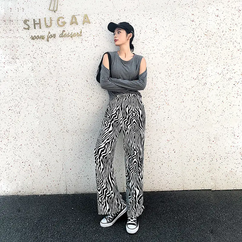 Women's Plaid Wide Leg Pants Korean Style Loose Casual